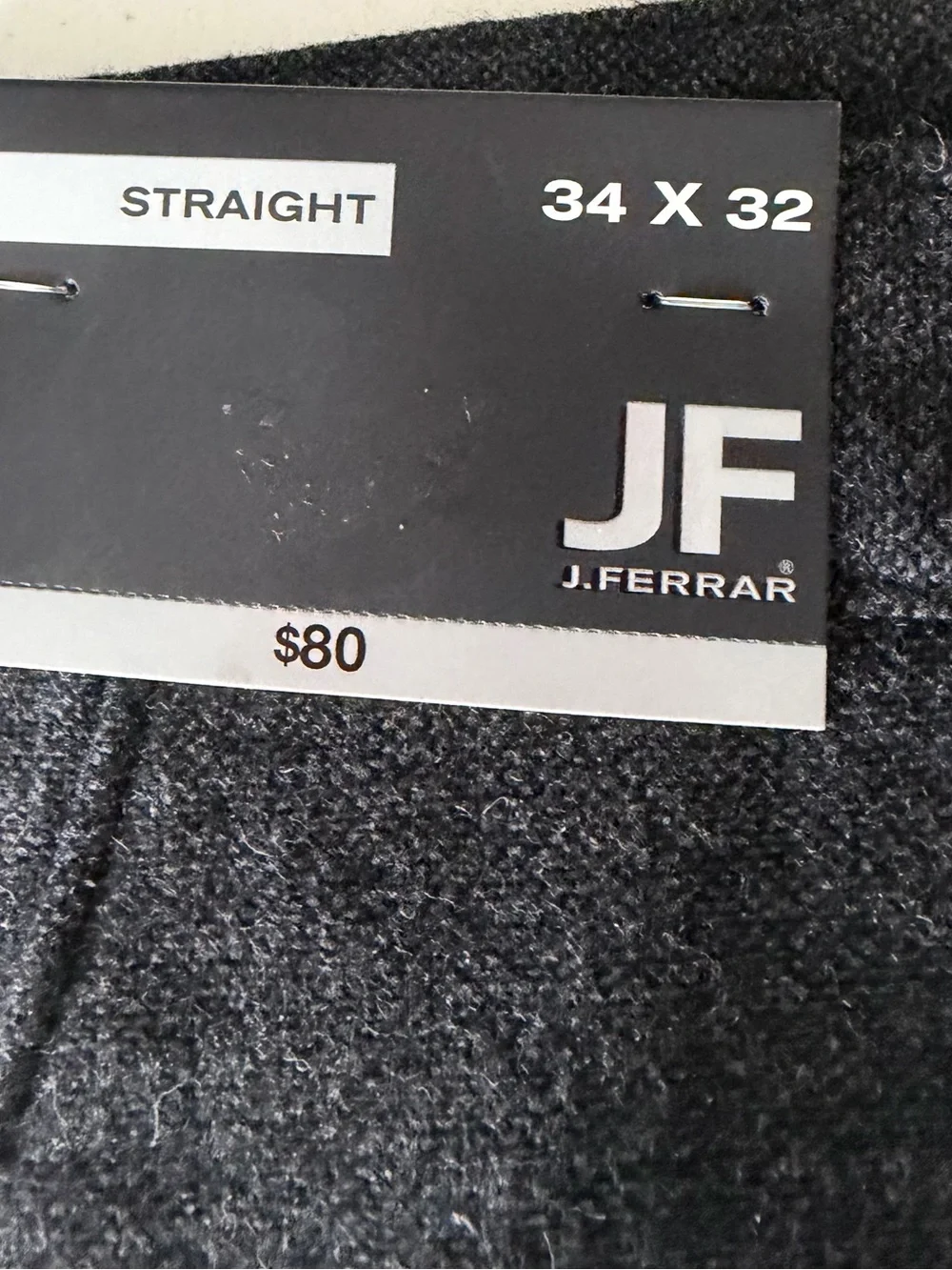 JF J.Ferrar Men's Charcoal Tweed Wool Blend Straight Dress Pants Size 34x32 NWT